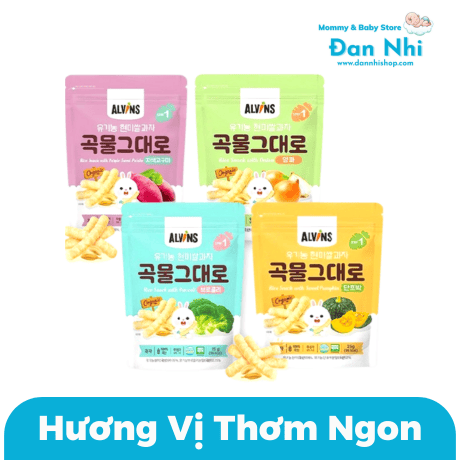 Bánh Ăn Dặm Gạo Lứt Rau Củ Hữu Cơ Alvins Hình Que Cho Bé Từ 6 Tháng